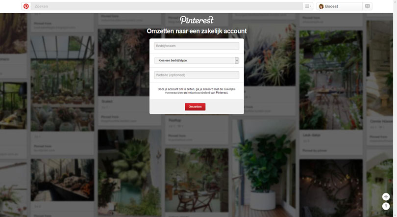 maak van je pinterest account een zakelijk account